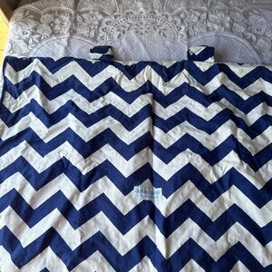 Chevron Patterned Blue and White Blanket cover for car seat canopy couture